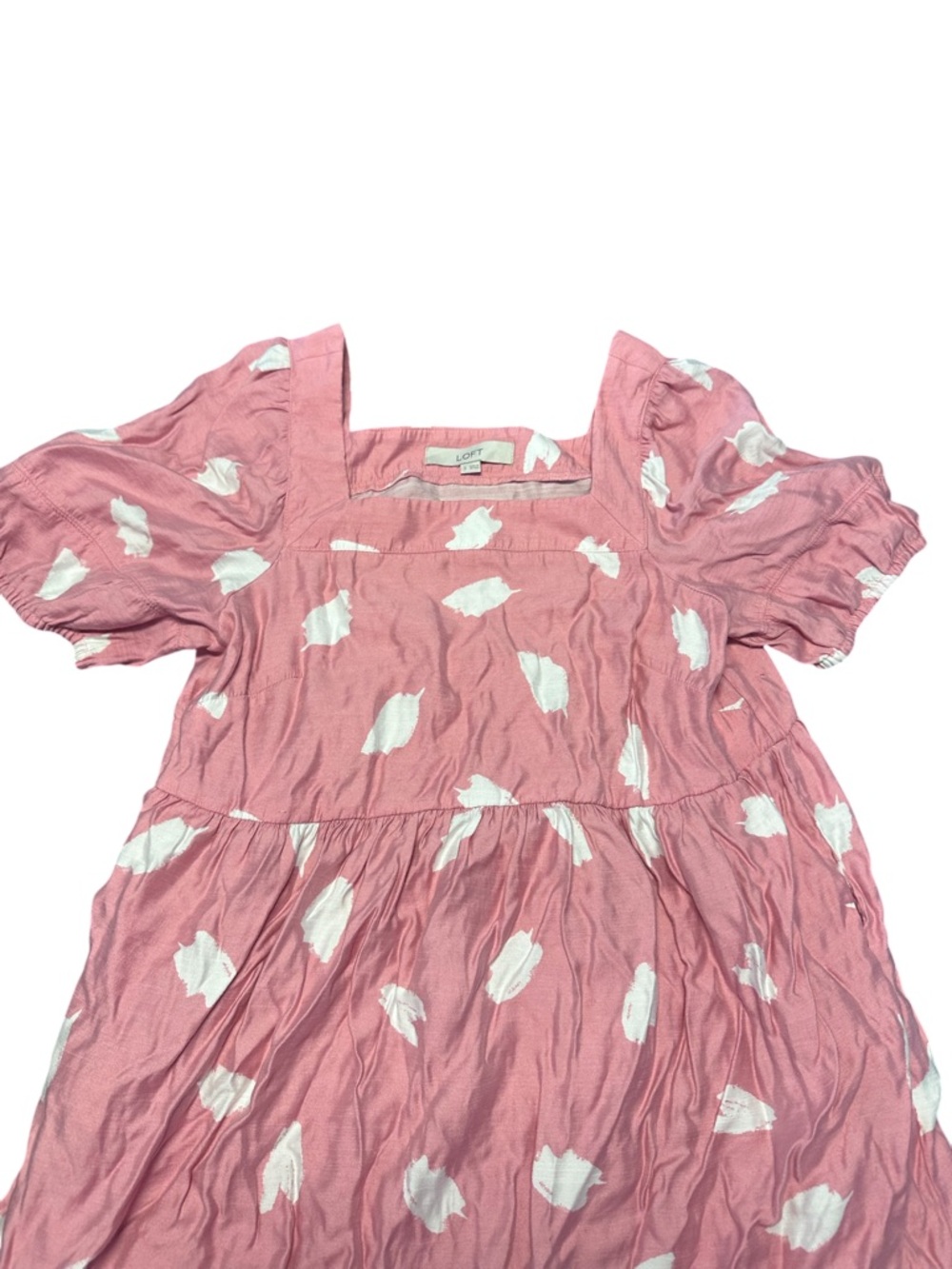 LOFT Pink Dress with White Leaf Print - Picture 2 of 4